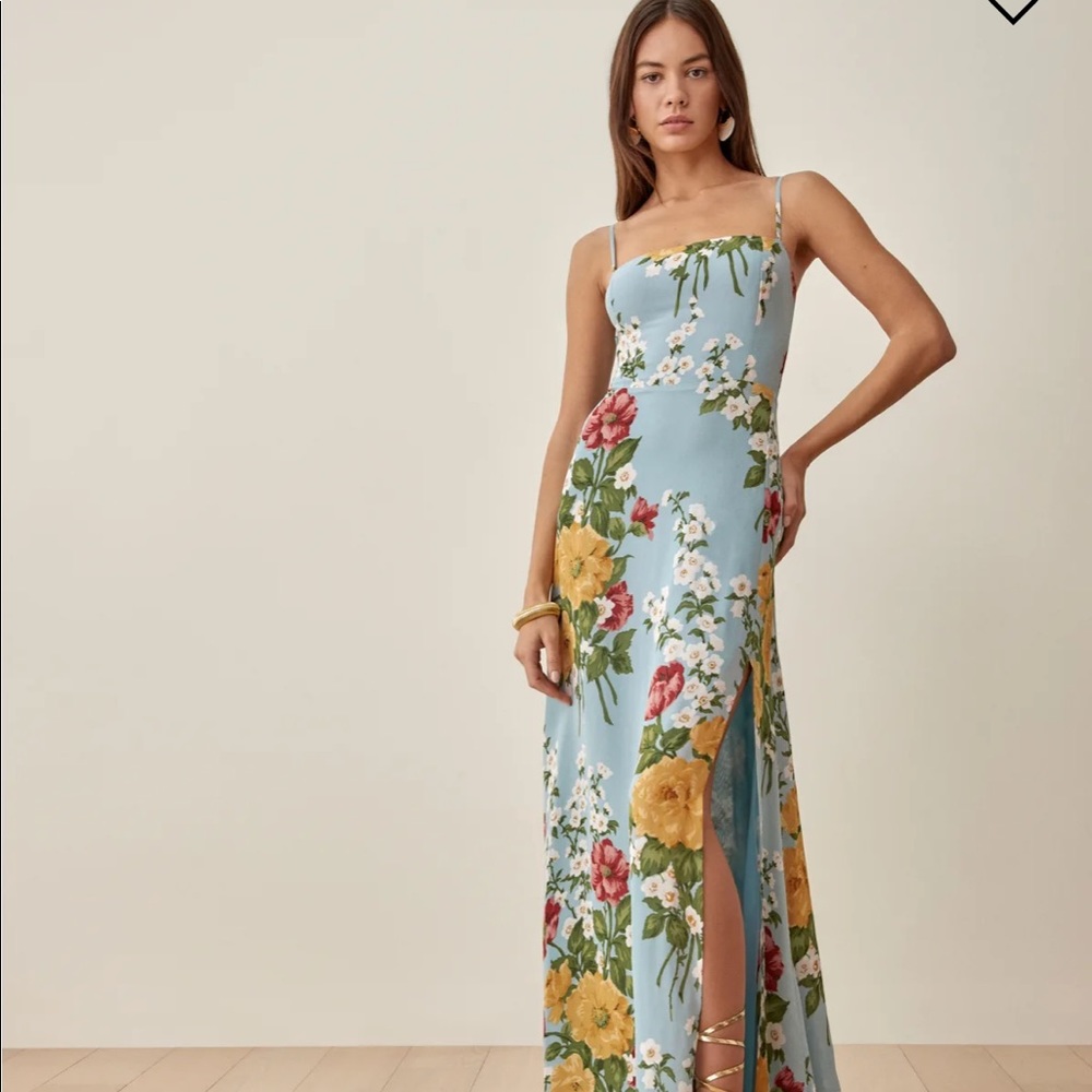 Reformation Ingrid Dress in Blue Floral